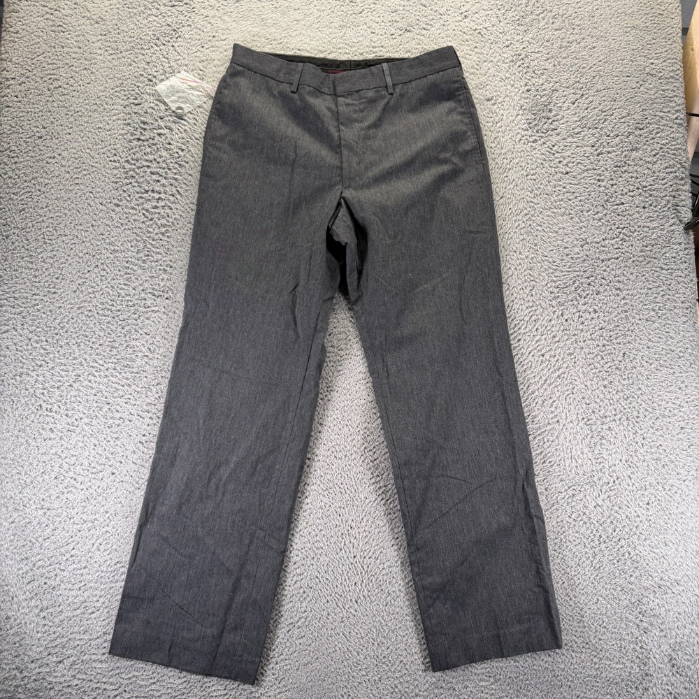 Express Pant Men 32x32 Gray Cotton Dress Straight Business Preppy Classic Career